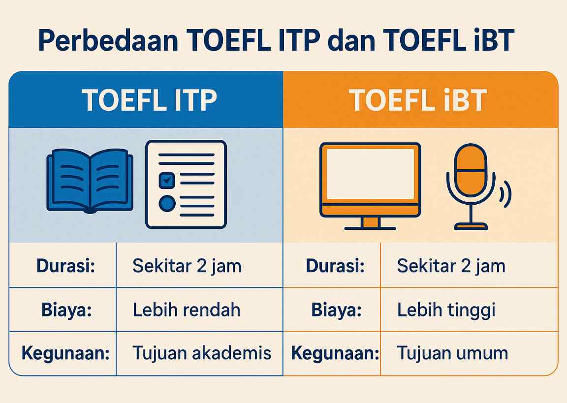 Perbedaan TOEFL ITP dan TOEFL iBT